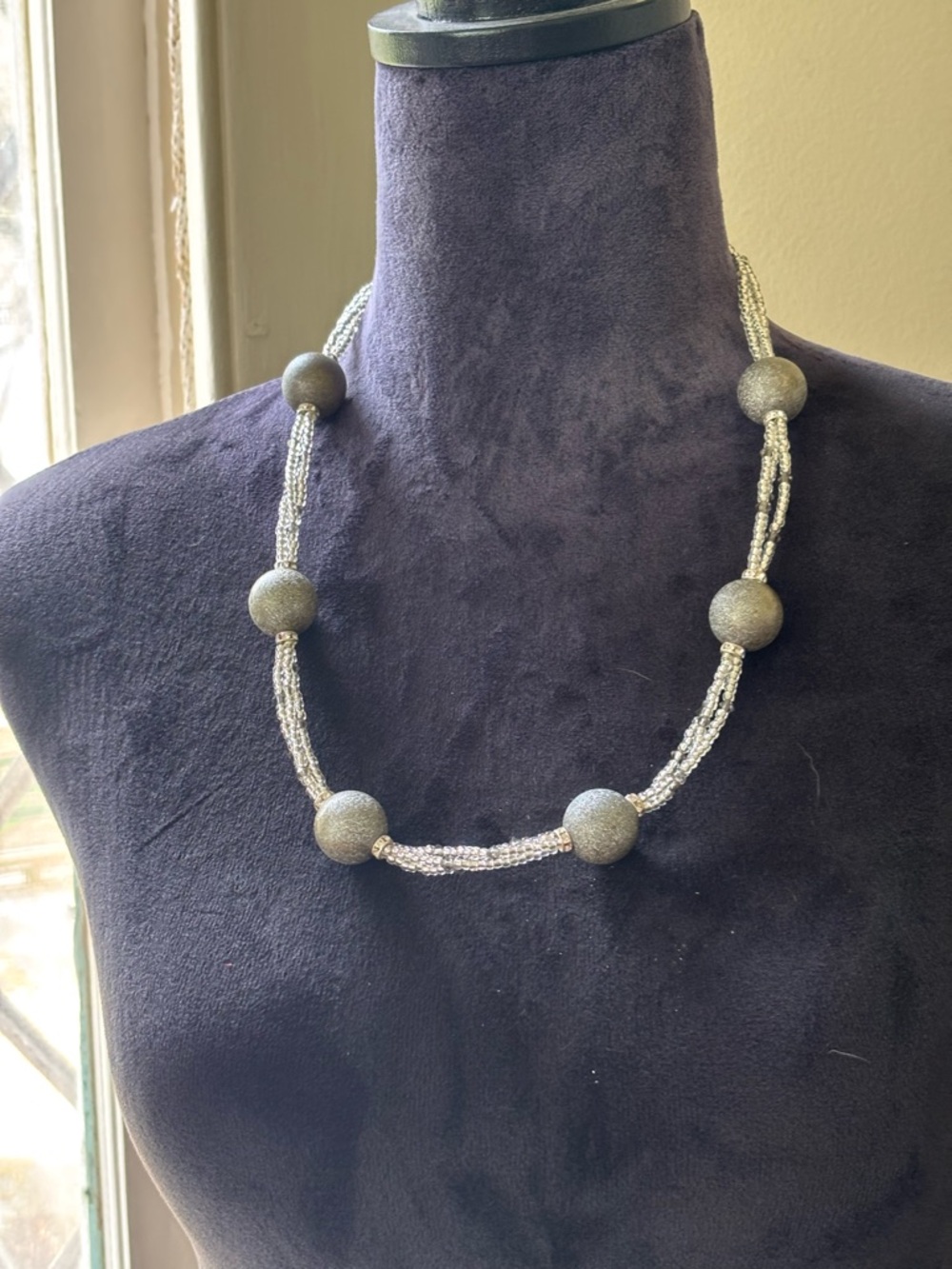 Pura Vida Silver Multi-Strand Beaded Necklace with Branded Disc